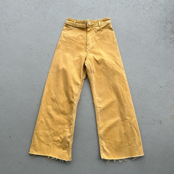 Zara Denim - Zara Marine Straight Raw Hem Jeans in Mustard Size 6